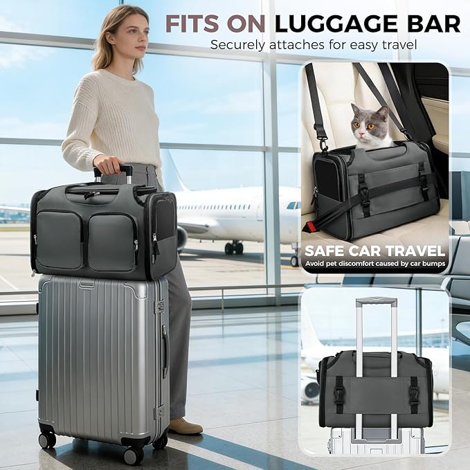 Dog, Cat Carrier for Pets Up to 15 Lbs, Airline Approved Collapsible Soft-Sided - Image 3