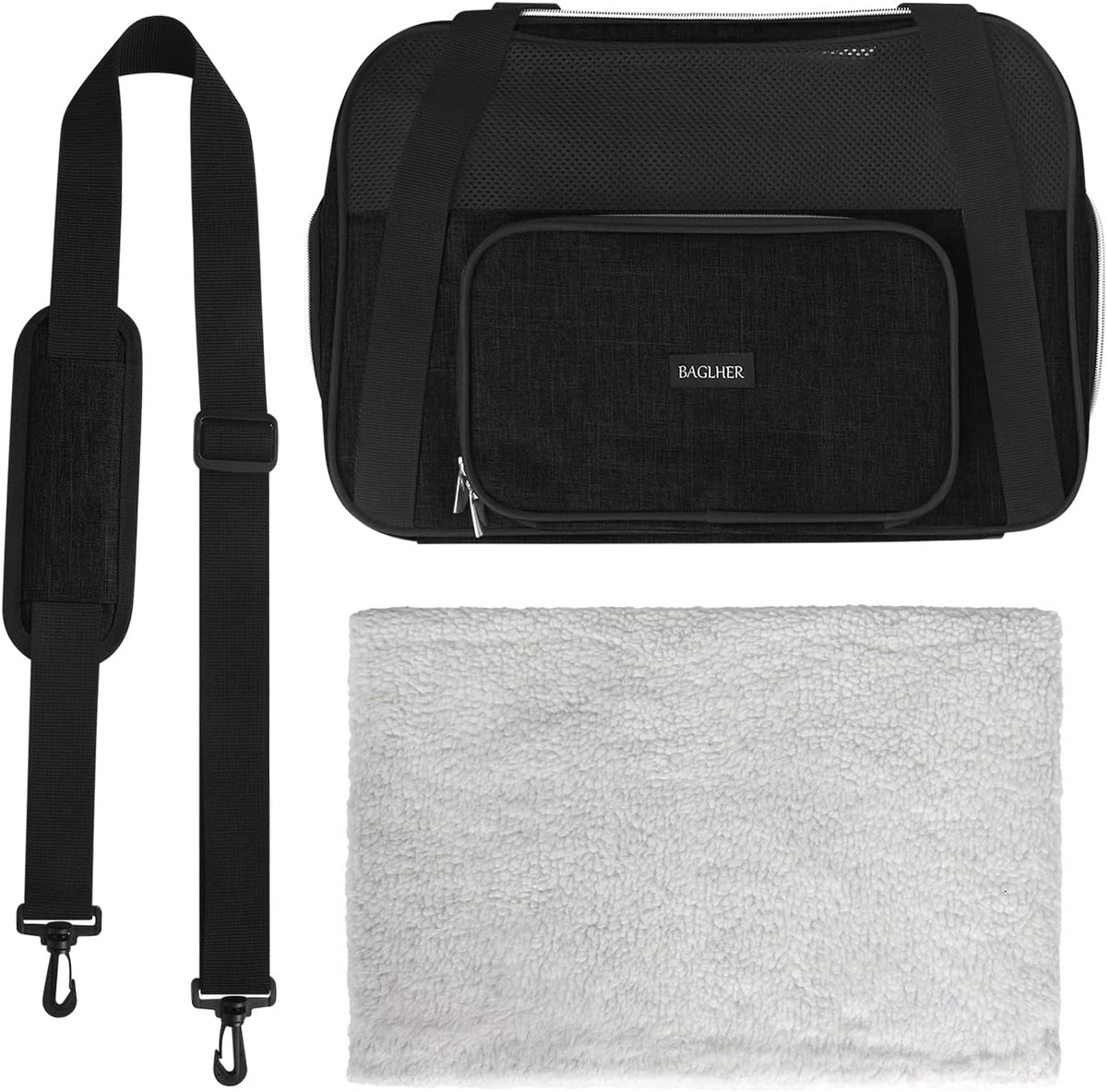 BAGLHER Pet Carrier for Cats & Small Dogs, Soft Sided Airline Approved Travel Carrier, Collapsible