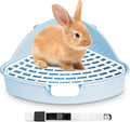 Rabbit Litter Box Triangle Corner Potty 7.5 x 7.5 x 4.0 Inches Anti-Splash High Back Dual Clips Detachable Grid Easy Clean Tray for Bunny Hamster Syrian Hamster Hedgehog & Small Pets, Blue