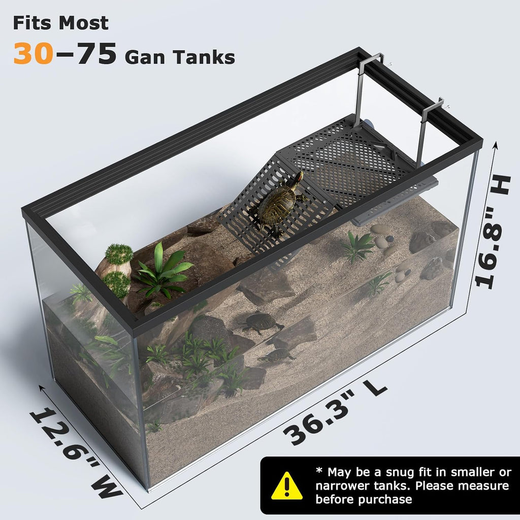 Upgraded Hanging Turtle Basking Platform with with Ramp, Built-in Food Tray