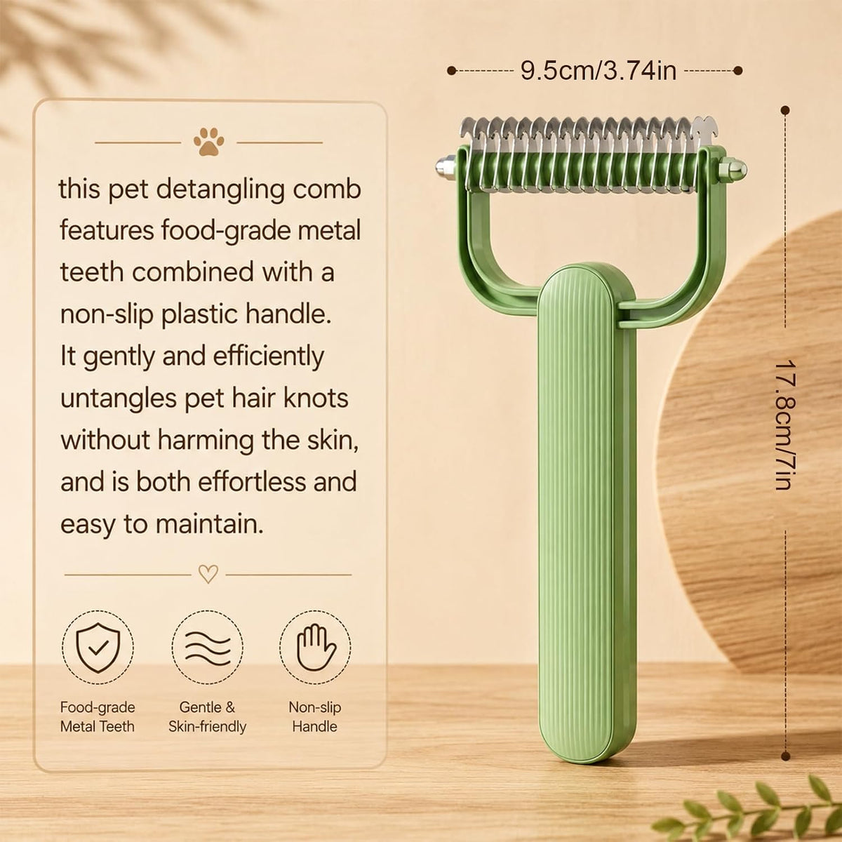 2PC Double Sided Dematting Comb for Dogs and Cats, Pet Grooming Comb