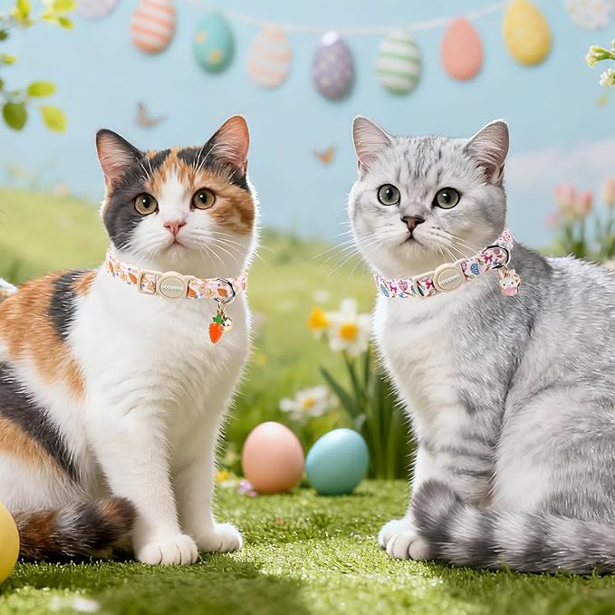 2 Pack Easter Cat Collars, DOGWONG Cute Breakaway Kitty Collars, Easter Kitten - Image 6