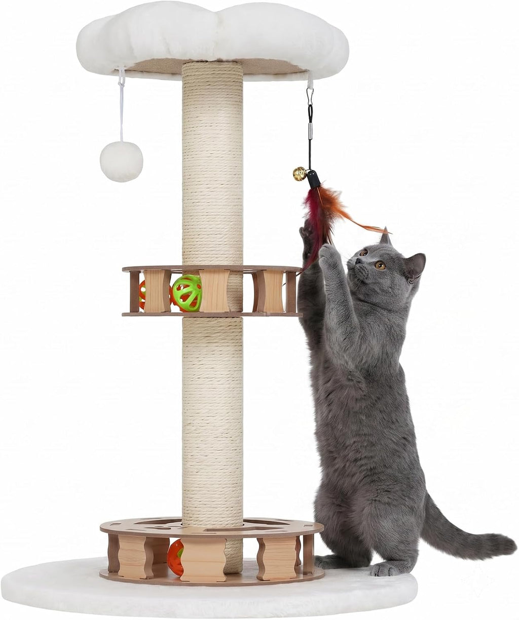 TWDEPART Cat Scratching Post Sisal Scratch Posts,with Hanging Ball and Cat Toys for Indoor Cats