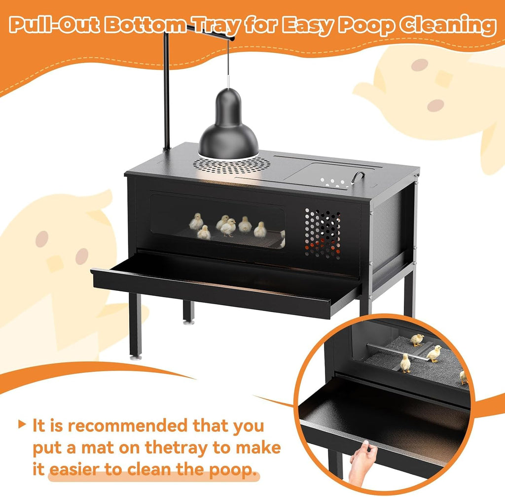 HAYOHRT Chicken Brooder Box - Stand-Up Brooder Pen for Chick Brooder with Lamp Stand & Removable Collection Tray Accommodates Up to 15 Chicks Ideal for Chickens Ducks Quails, No Lamp