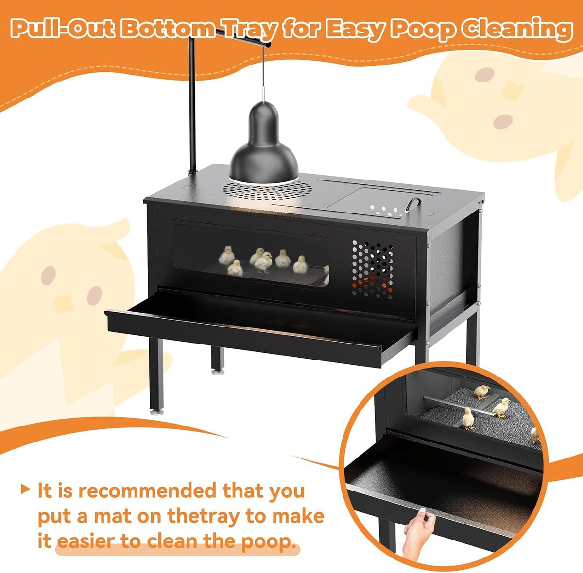 HAYOHRT Chicken Brooder Box - Stand-Up Brooder Pen for Chick Brooder with Lamp Stand & Removable Collection Tray Accommodates Up to 15 Chicks Ideal for Chickens Ducks Quails, No Lamp