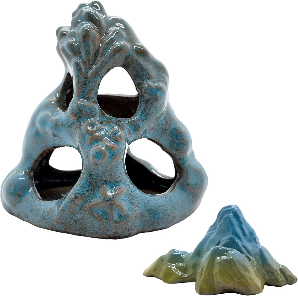 M2cbridge Aquarium Ceramic Cave Rock Betta Fish Hideout Decor Monster Log