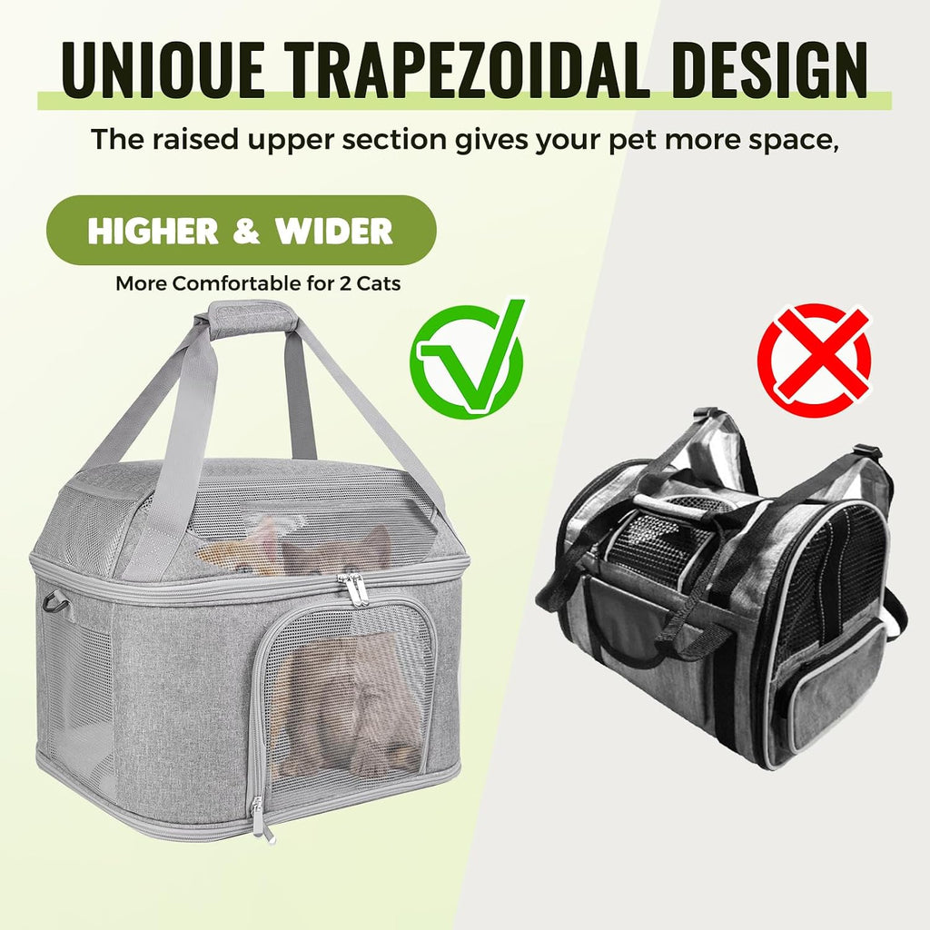 Soft-Sided Cat Carrier,Pet Bag with Padded Shoulder Strap (Up to 20 Lbs)