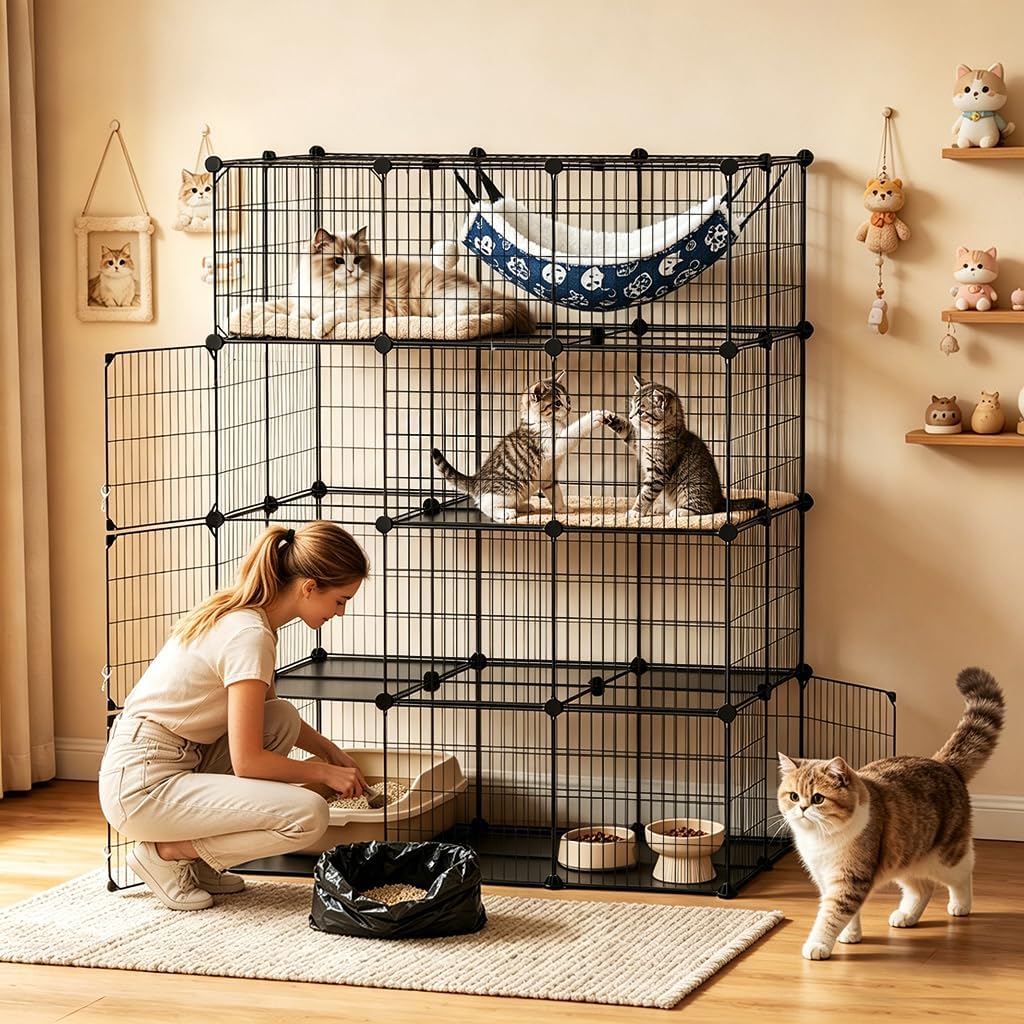 COMHOMA Cat Cage DIY Cat Enclosures Catio for Kitten (41"x 27"x 55")