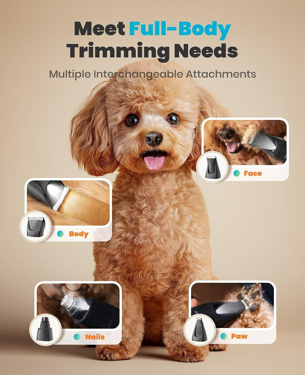 oneisall Professional 4-in-1 Dog Grooming Kit with LED Light
