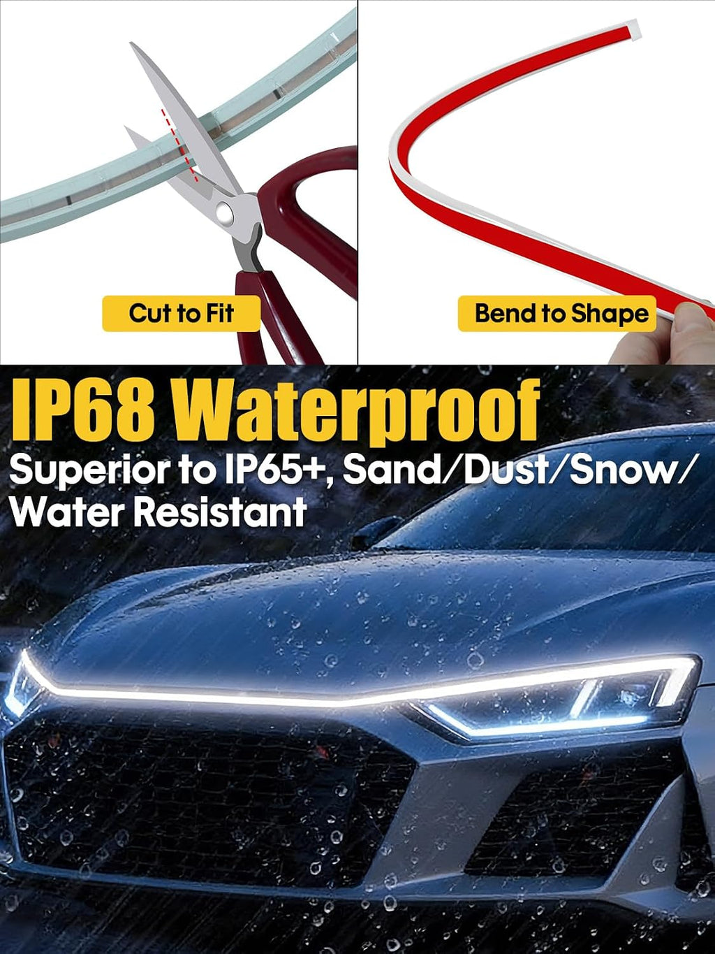 Sequential Dynamic Scan LED Hood Light Strip, Dual Color- 1 Set