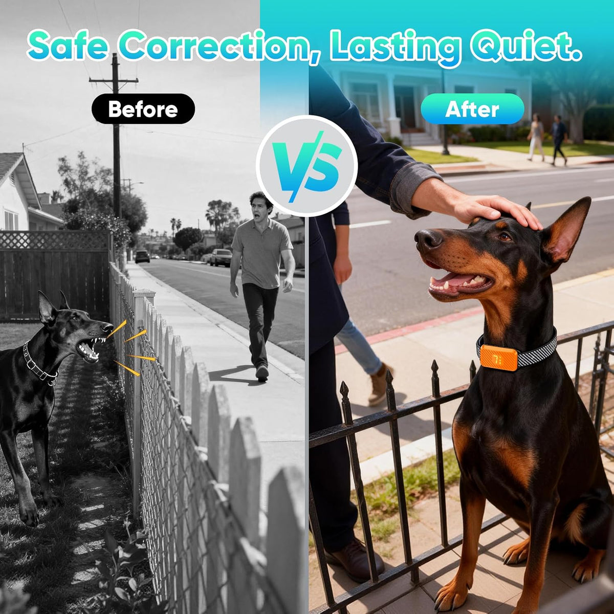 Smart Bark Collar for Large Medium Small Dogs, Rechargeable No-Bark Collar, Stop Barking Collar, 2026 Upgraded Dog Bark Collar with 3 Modes, 7 Sensitivity, Bright Orange