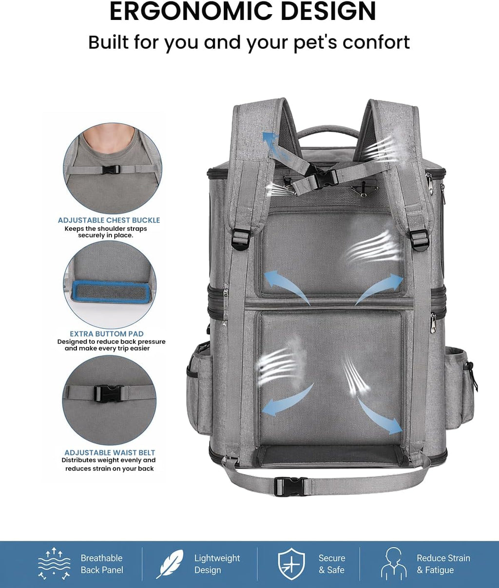 HOVONO Detachable Double Cat Backpack Carrier for 2 Pets
