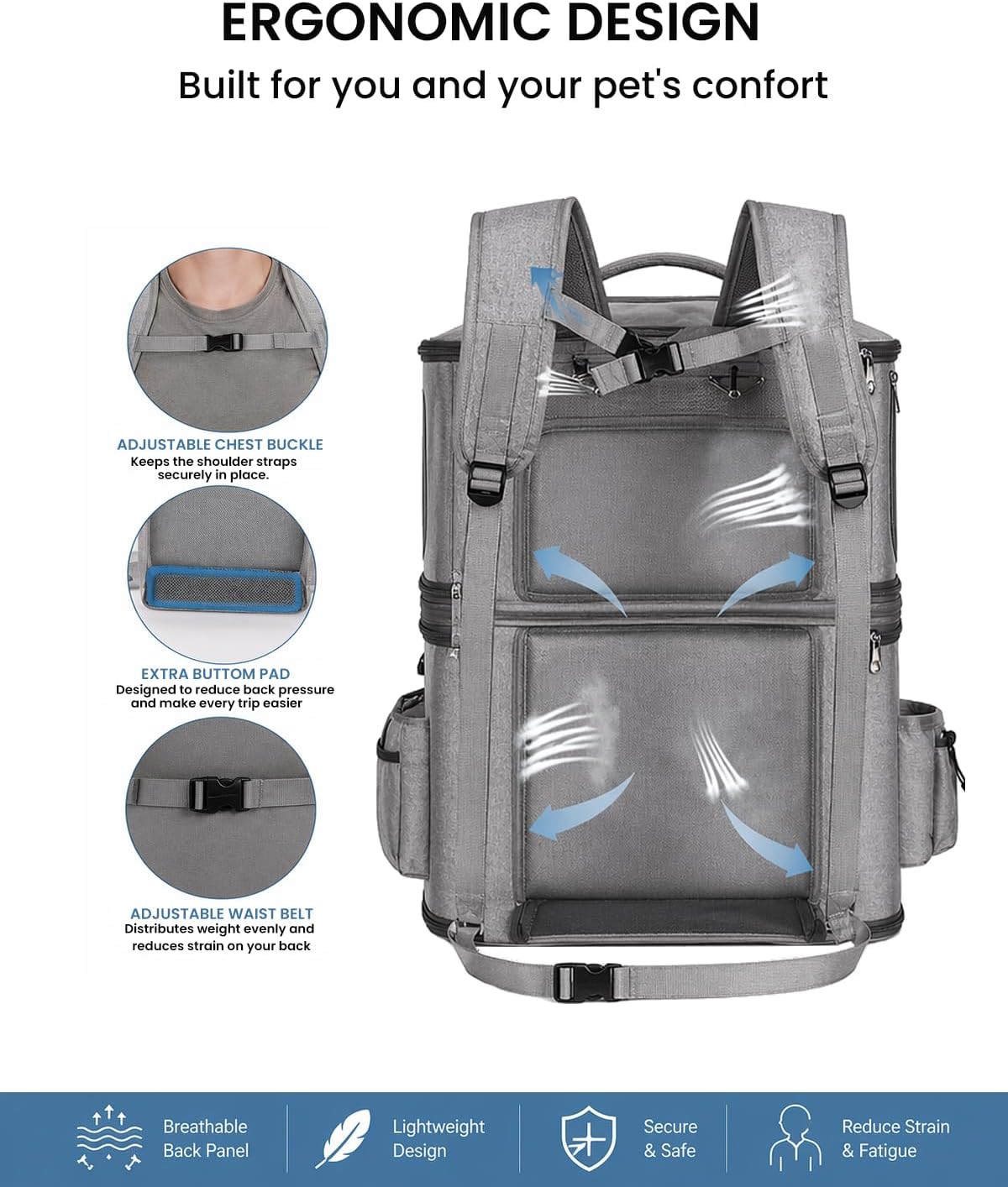 HOVONO Detachable Double Cat Backpack Carrier for 2 Pets
