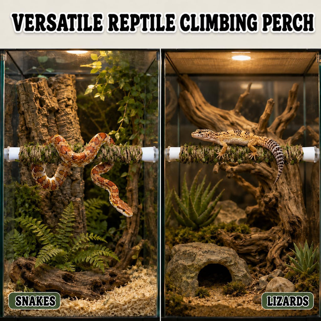Adjustable Snake Perch, 15.55-24.4 Inch Telescopic Climbing Stick, Ball Python Climbing Accessories, Swing Enrichment Toy and Tank Decor for Corn Snakes and Ball Pythons