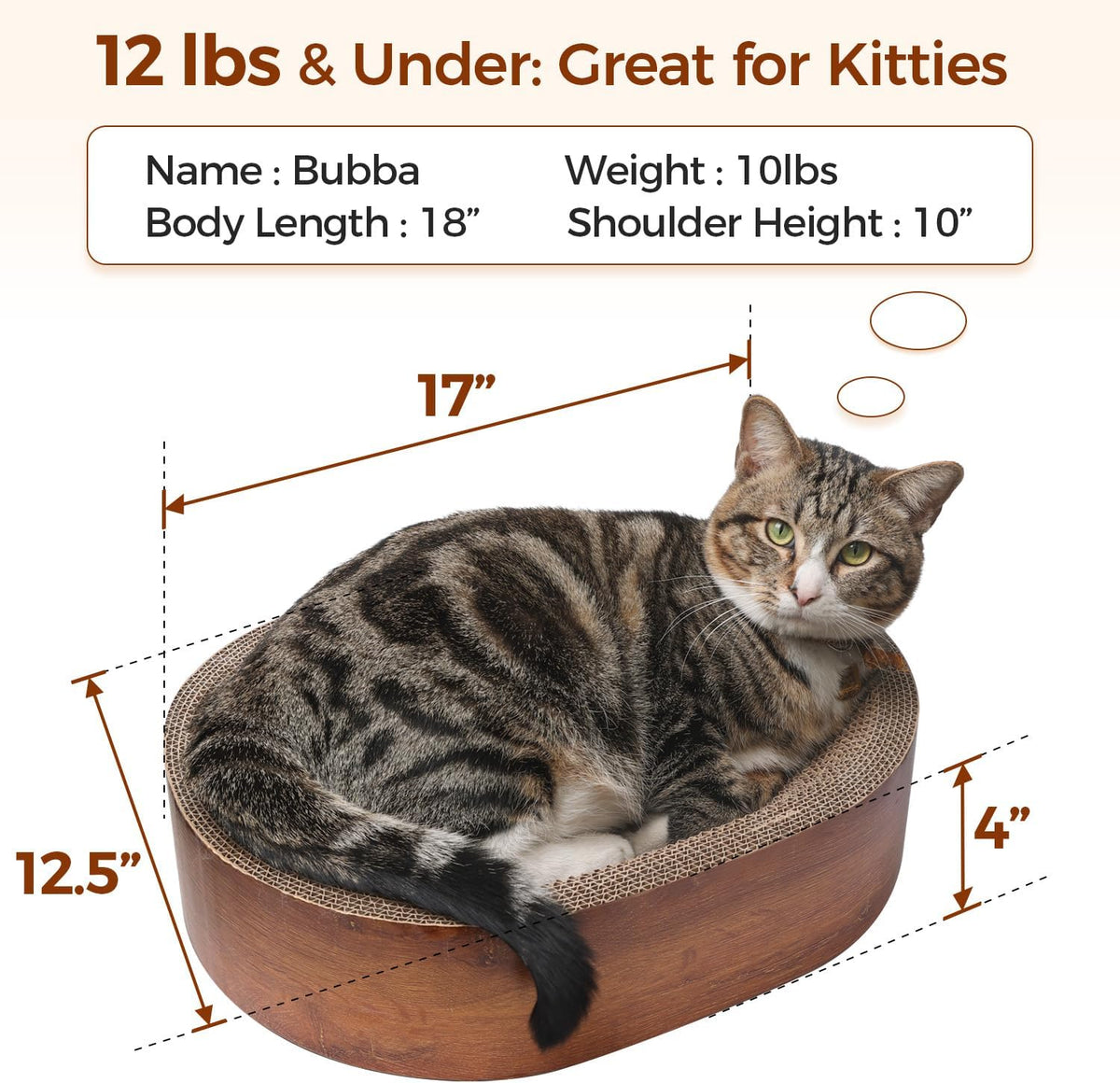 ComSaf Cat Scratcher Bed, Oval Cardboard Scratch Pad Bowl for Indoor Cats