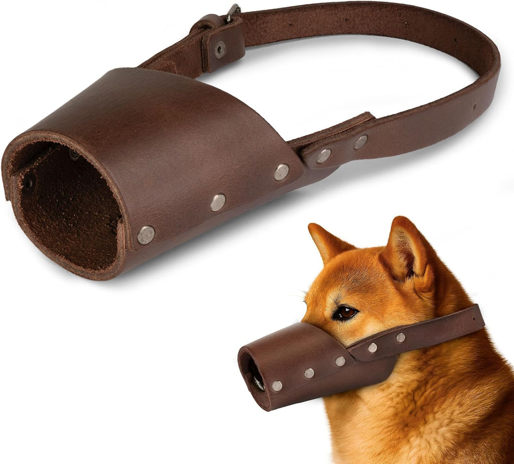 Hide & Drink, Leather Dog Muzzle Guard, Secure Pet Accessory, Pitbull German Shepherd & Any Breeds, Small Medium Large, Handmade (Large)