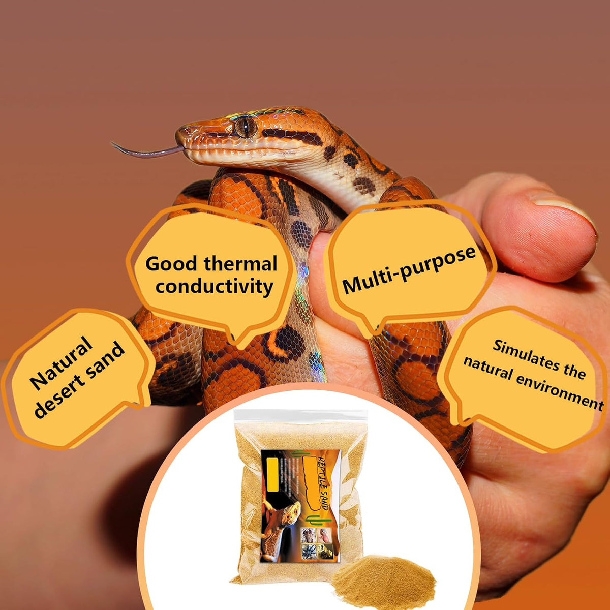 BNOSDM Reptile Sand,2.2lb Bearded Dragons Sands Substrate Bedding,Lizard Yellow Desert Blend Sands for Snakes Geckos Tortoises Turtle Tarantula