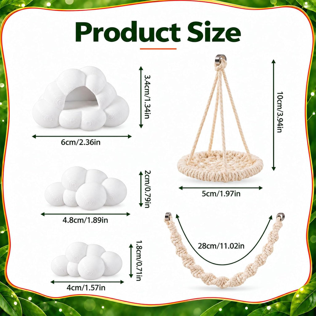5 Pcs Cloud Platforms Jumping Spider Accessories Kit, Natural Jumping Spider Rope Bridge