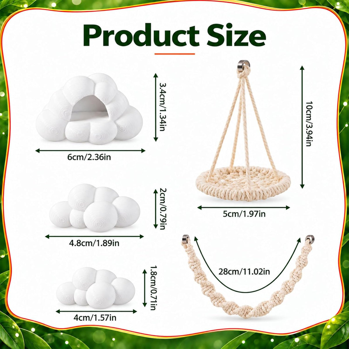 5 Pcs Cloud Platforms Jumping Spider Accessories Kit, Natural Jumping Spider Rope Bridge