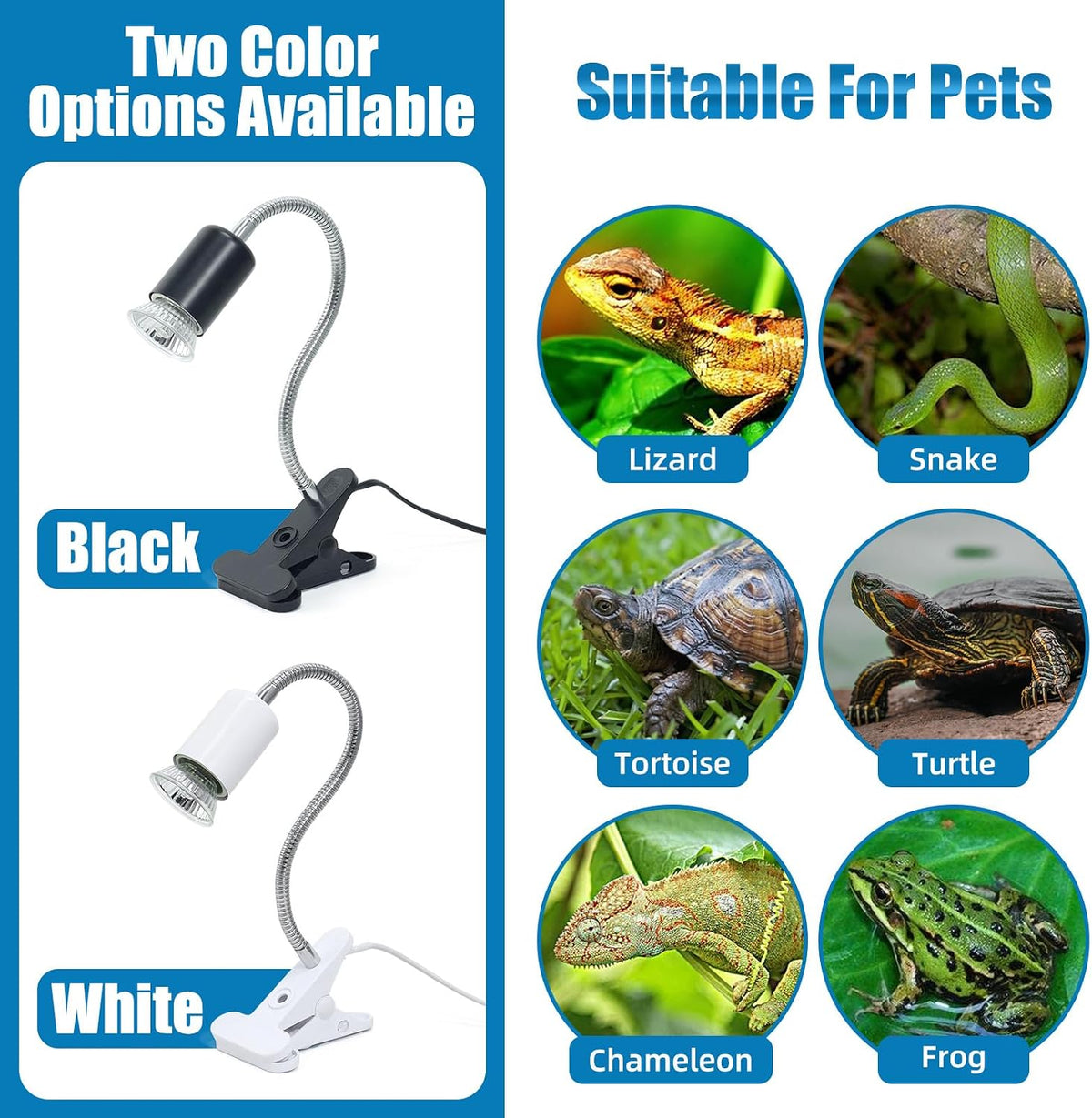 Adjustable Reptile Heating Lamp with Dual UVB Bulbs & Timer for Reptiles
