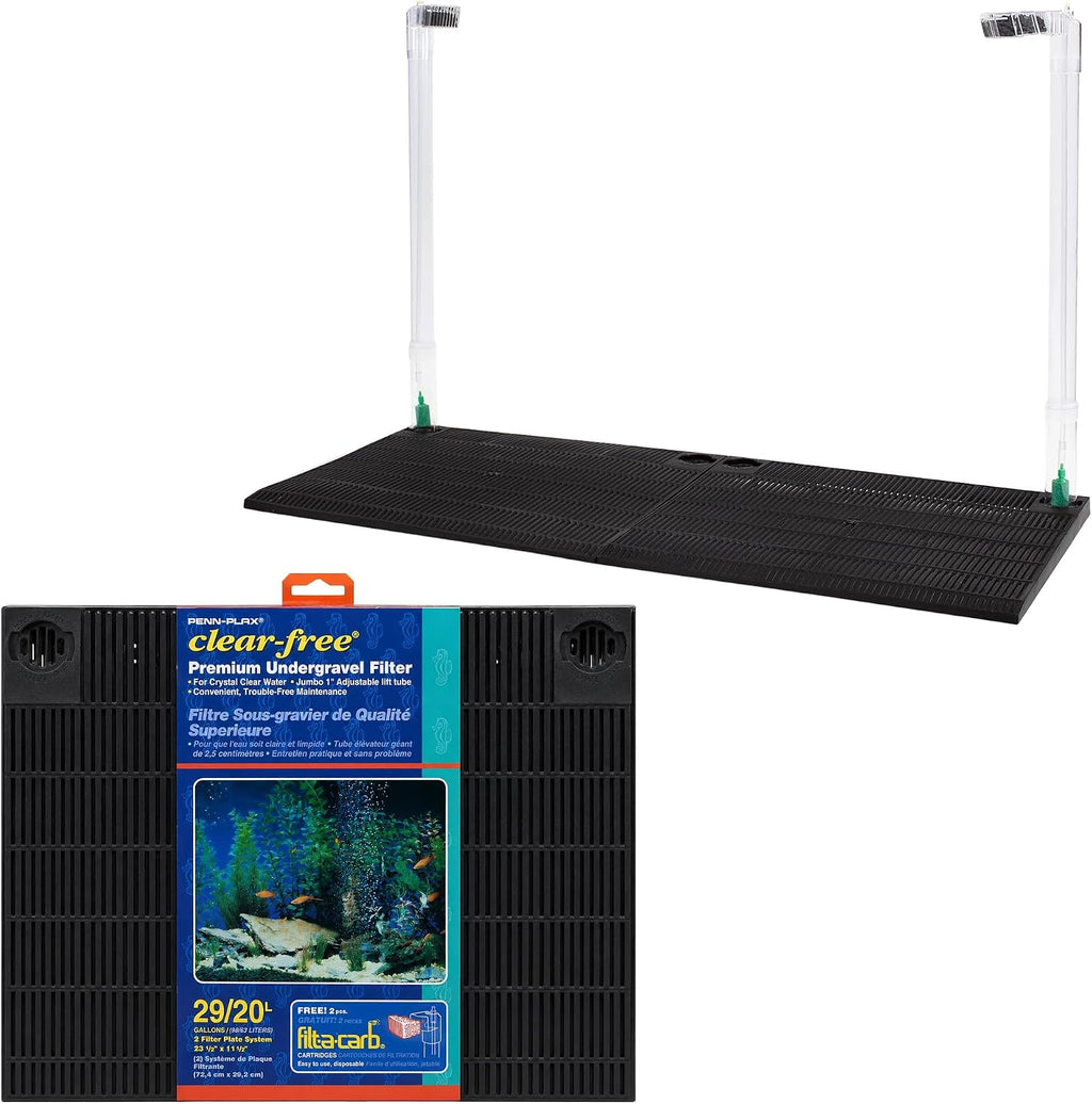 Penn-Plax Undergravel Aquarium Filter for 20 (Long) - 29 Gallon Tanks – Two 14” x 11.1” Plates – Under Gravel System for Clear, Clean Water – Safe for Freshwater and Saltwater Tanks