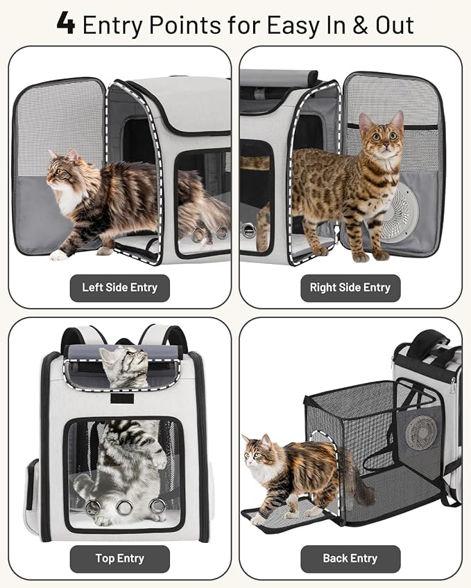 Cat Backpack Carrier with Built-in Cooling Fan & Heating Pad, Expandable Pet - Image 6