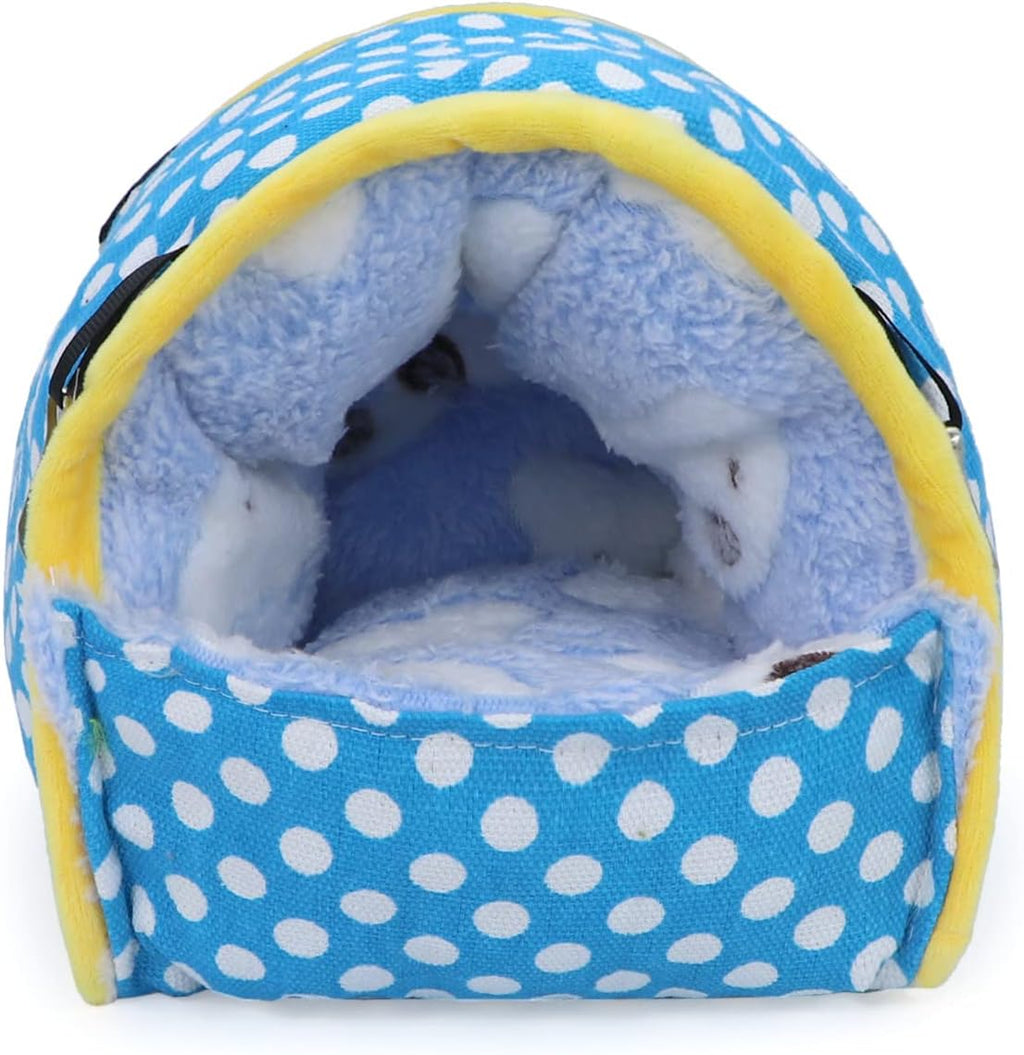 Wontee Hamster Bed Hideout Sugar Glider Hammock Small Animal Warm Bed House for Hamsters Hedgehogs Sugar Glider Gerbils Mice (Large, Blue)
