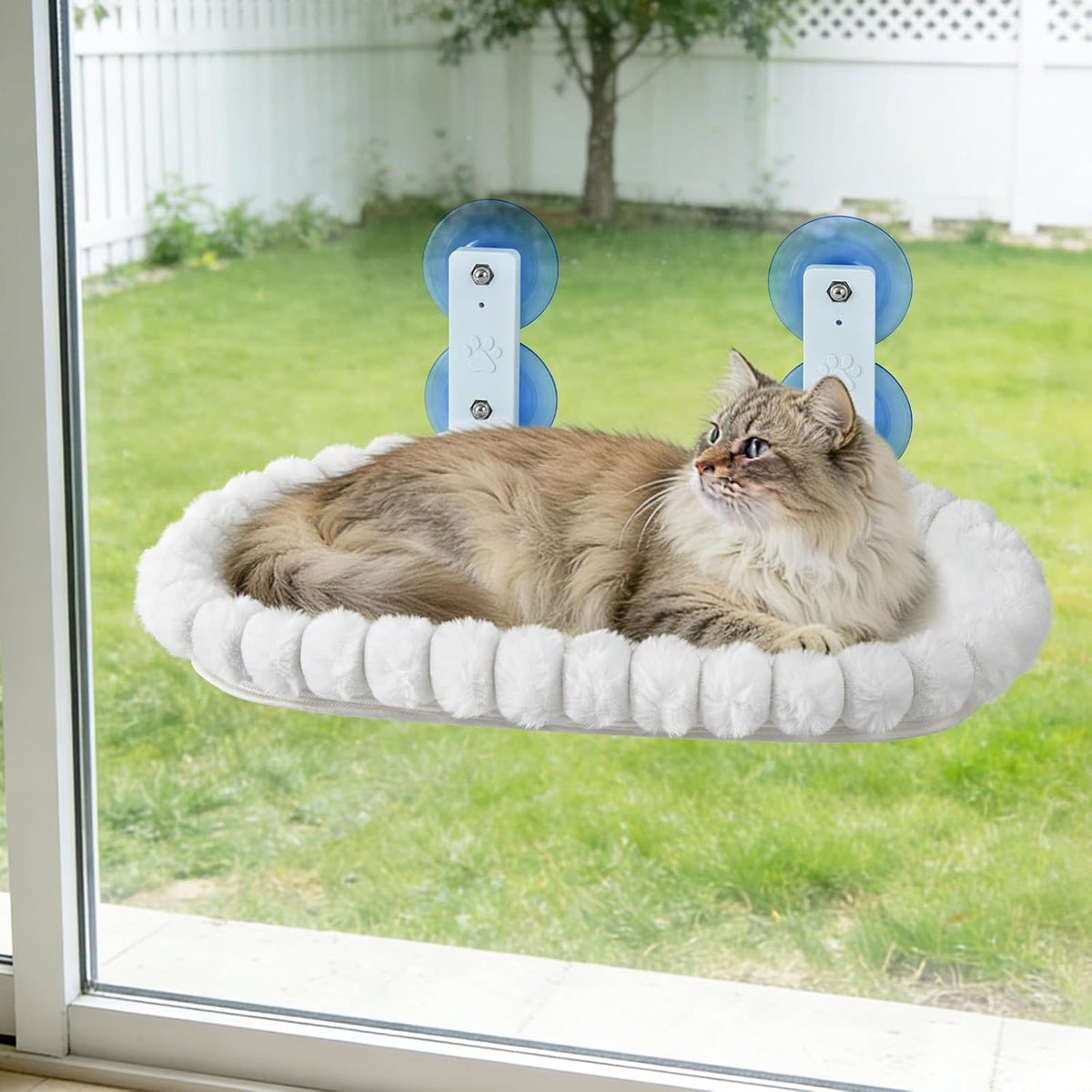 YooxArmor Foldable Cat Window Perch, Cat Bed with Strong Suction Cups & Metal Frame, Window Hammock for Indoor Large Small Cats, Rectangle