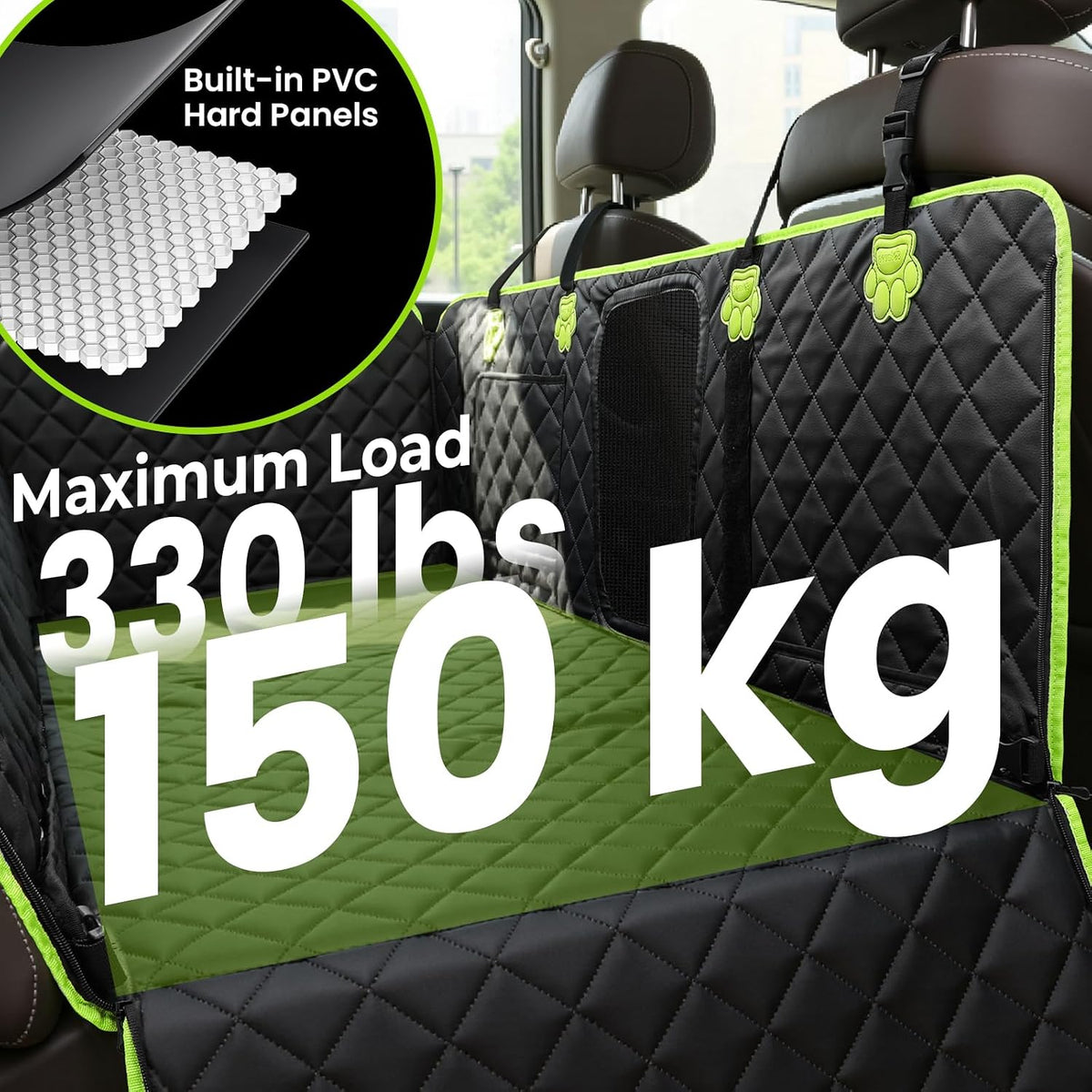 2-in-1 Dog Car Seat Cover for Back Seat, Transform to Passenger Mode - Dog Car Seat, Waterproof, Scratch-resistant, Support to 330lbs, for Outdoor Activities, Travel, to the Vet, for Cars/SUV/Truck
