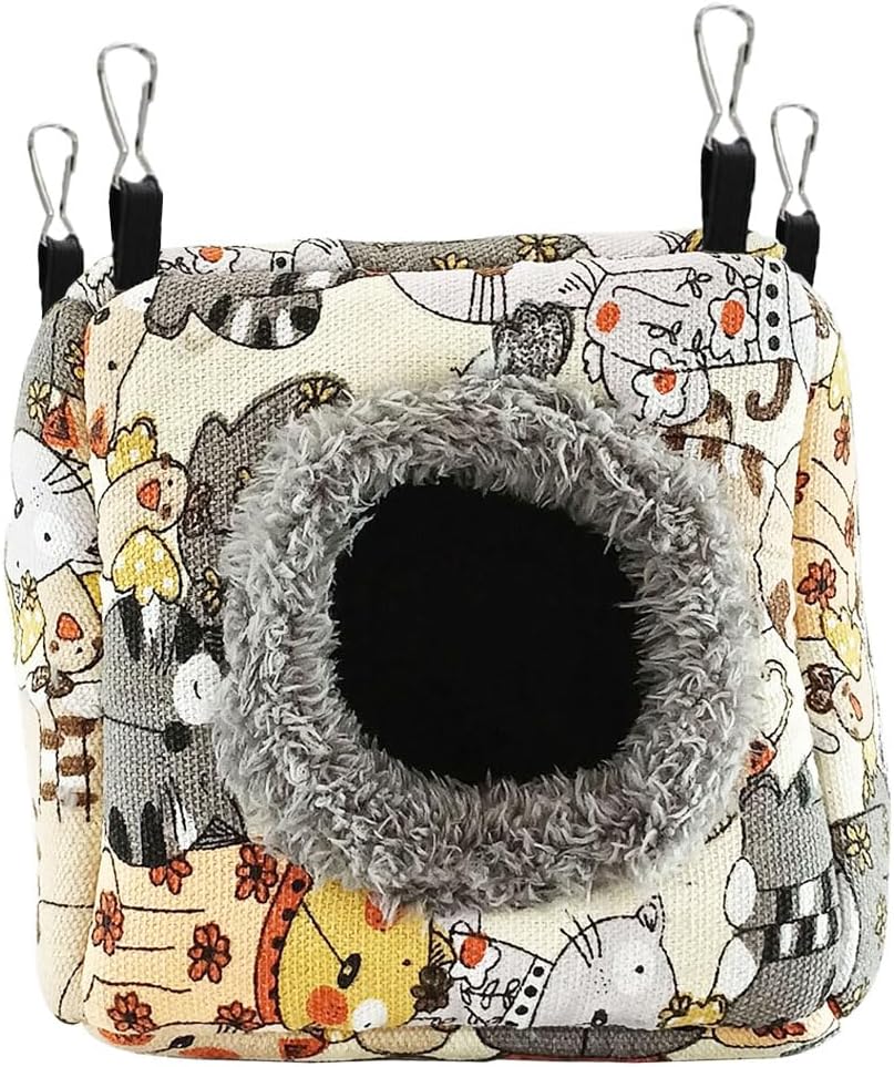 Hamster Rat Hammock Bed, Hanging Cave Shaped Cotton Nest Suitable for Small Animals Hamsters Rat Mouse Gerbil Sugar Glider Squirrels etc (L)
