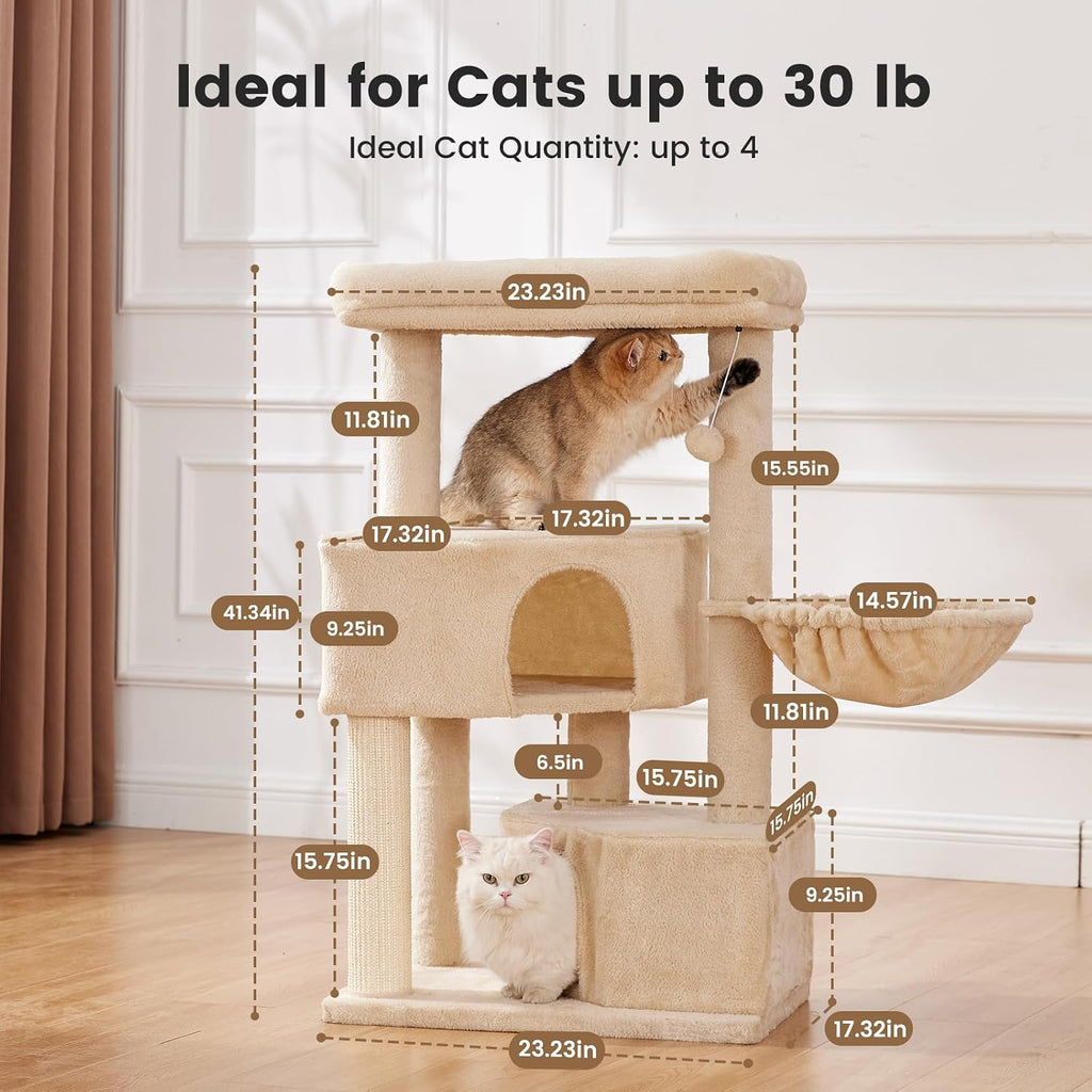 Gardner Pet Cat Tower for Large Cats, 41" Heavy Duty Cat Tree
