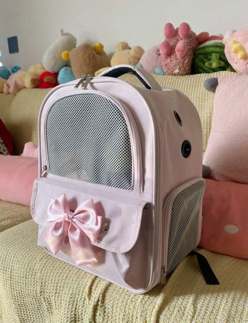 Cat Backpack Carrier for Cats and Small Dogs, Cute Puppy Backpack with Bow