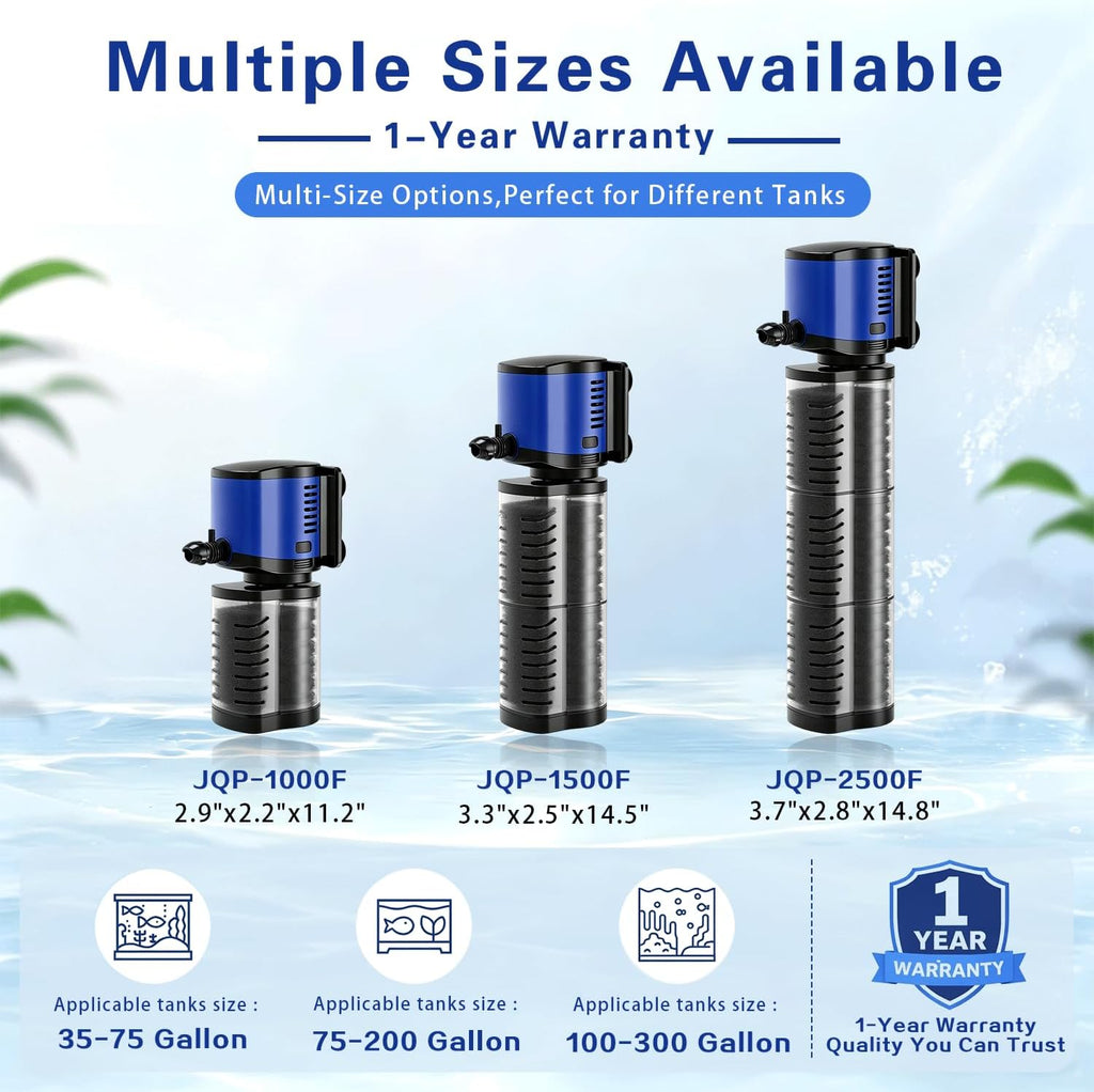 COOSPIDER Aquarium Filter 260GPH Fish Tank Filter for 30-75 Gallon Tank