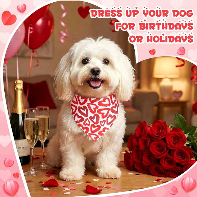 Youyole 120 Pcs Valentine's Day Dog Bandana Bulks Love Dog Bandanas Valentine's - Image 5