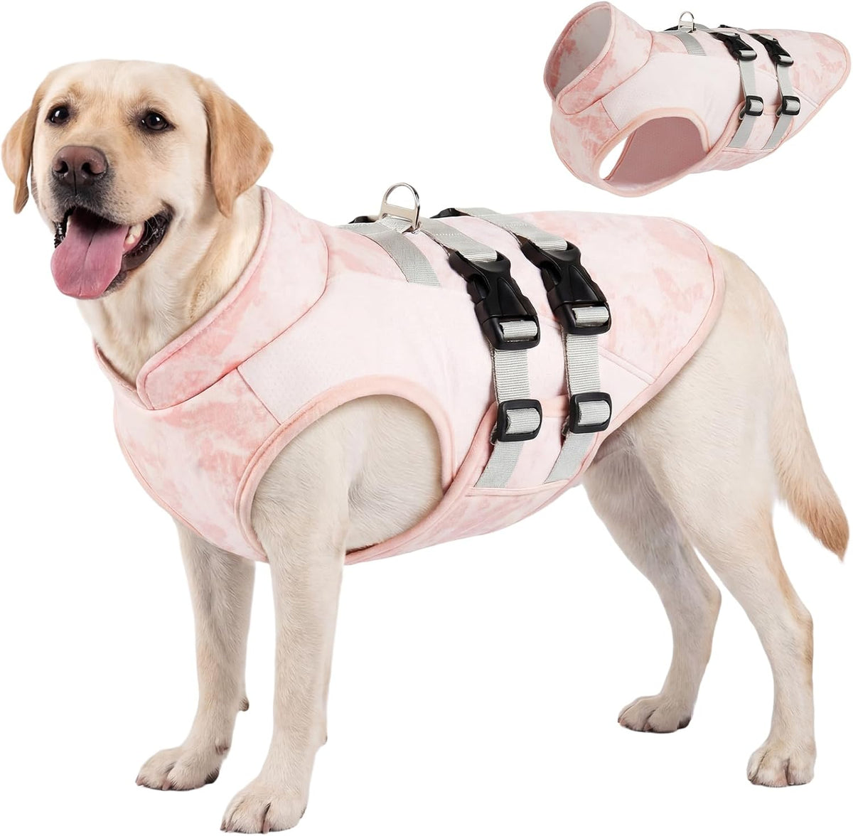 DORA BRIDAL Dog Cooling Vest for Summer, Lightweight Breathable Mesh Cooling Jacket with Harness, Soft Pet Cooler Shirt for Frenchie, UV Protection for Beach Hiking Walking -M, Blue