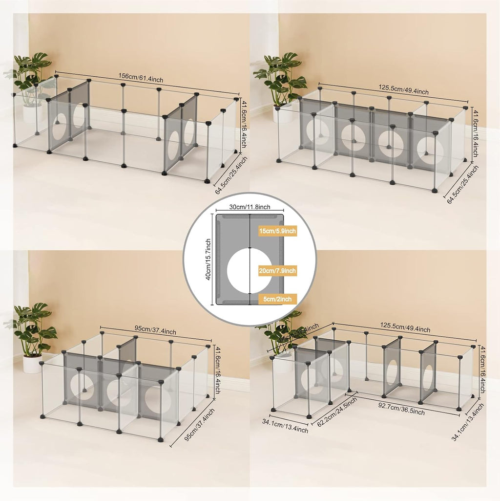 DINMO 18 Panels Bunny Playpen, Game Holes Design, 61.4 x 25.4 x 16.4 inches