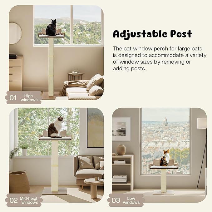 Cat Window Perch with Thick Sisal Scratching Post, Cats Hammock - Image 7