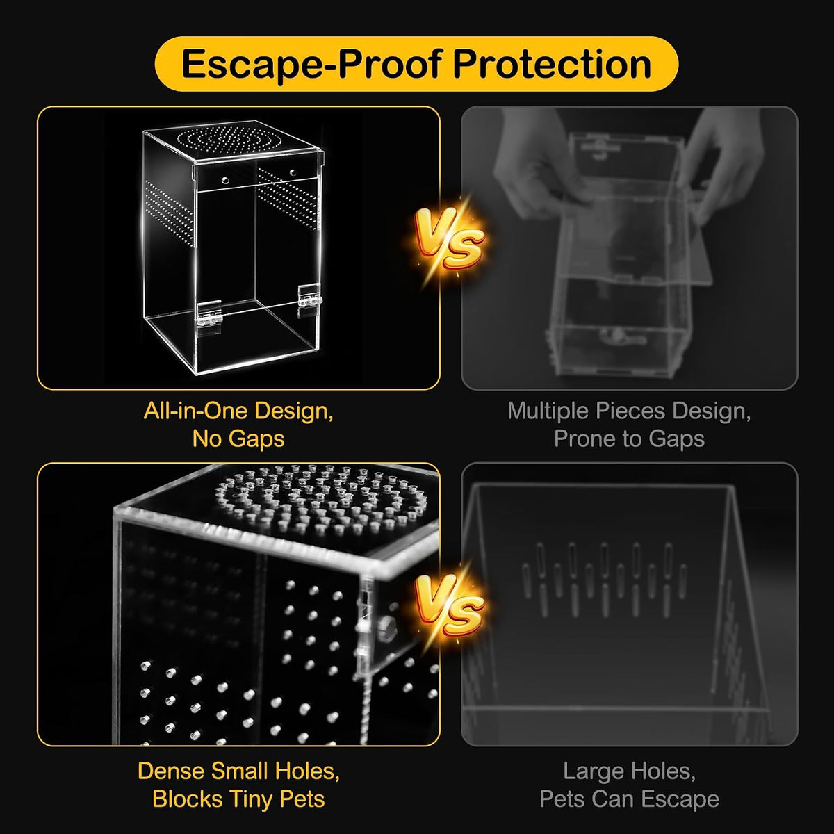 Jumping Spider Enclosure Starter Kit,5 x 5 x 8 in Acrylic Terrarium