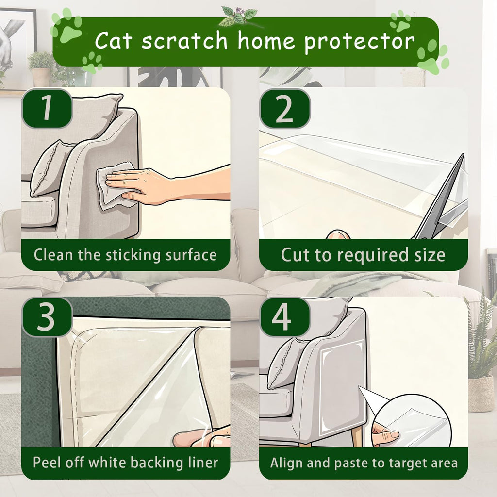 Cat Scratch Furniture Protector, Clear Thicken Vinyl 196.8"X 16.5"