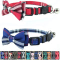 Cat Collar Breakaway with Bell and Bow Tie, Plaid Design Adjustable Safety by Ximipet