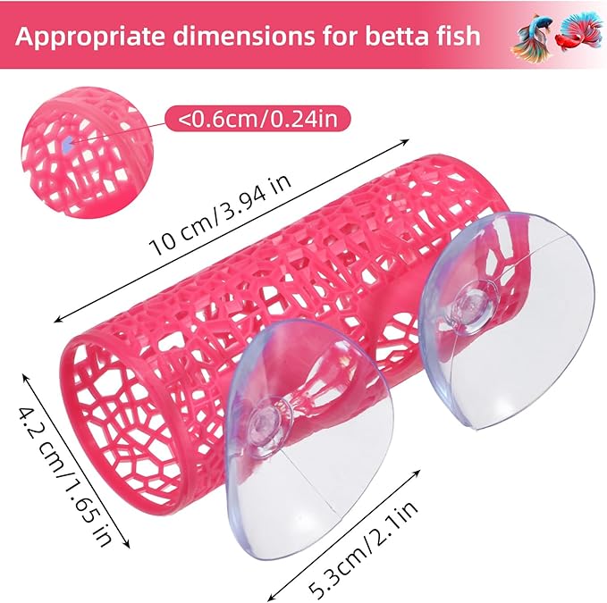 Rose Red Betta Fish Toys Hammock and Betta Tunnel, Safe Aquarium Decor - Image 2