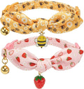 2 Pack Cotton Cat Collar, Removable Bowtie, Floral Pattern, Safety Breakaway by Petiry