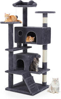 Cat Tree 54 Inch, Sisal Scratching Posts and Climbing Ladder, Pet Play Toy by Aidoly