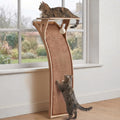JKXJKX 47" Floor Standing Cat Window Perch with Curved Scratching Ramp, 80 Lbs Heavy Duty Window Bed Seat with Suction Cups, Furniture for Large Cats Indoor Bird Watching