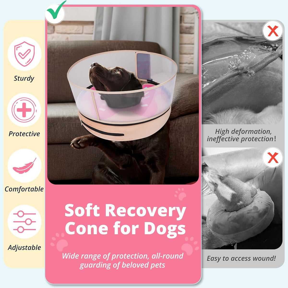 Inflatable Dog Cone with Anti-Licking Clear Shield, Fits Small Dogs