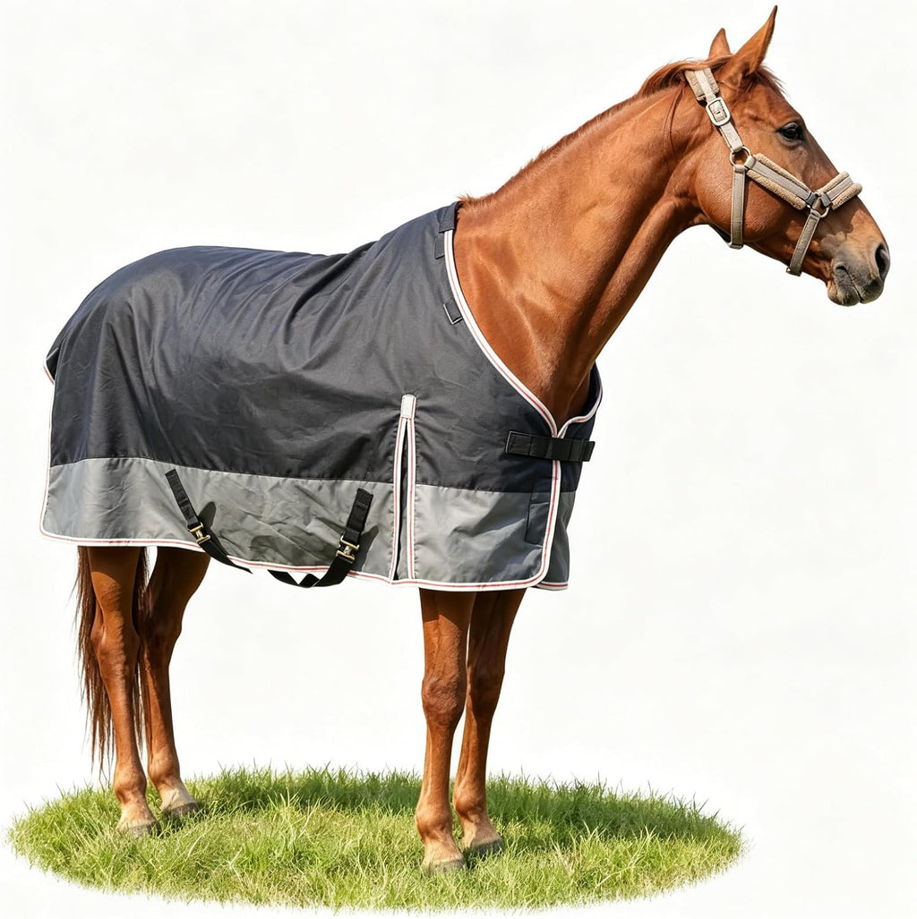 Equoray Horse Rug Fly Sheet Waterproof Rainproof Mosquito Repellent Breathable Turnout Blanket for Horses Spring or Mild Weather Use, Black