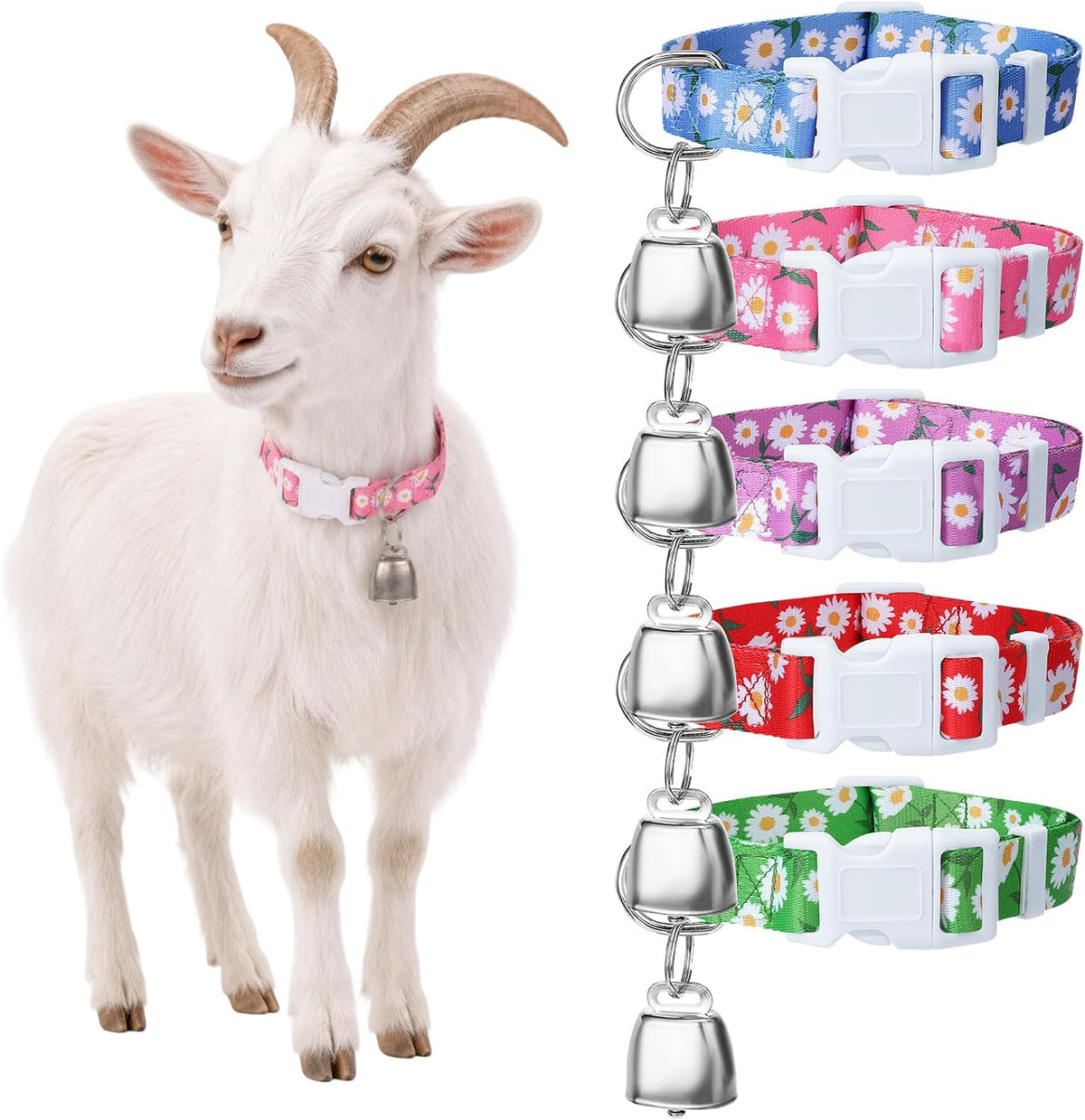 10 Pack Floral Goat Collars Adjustable Grazing Collar with Copper Bells