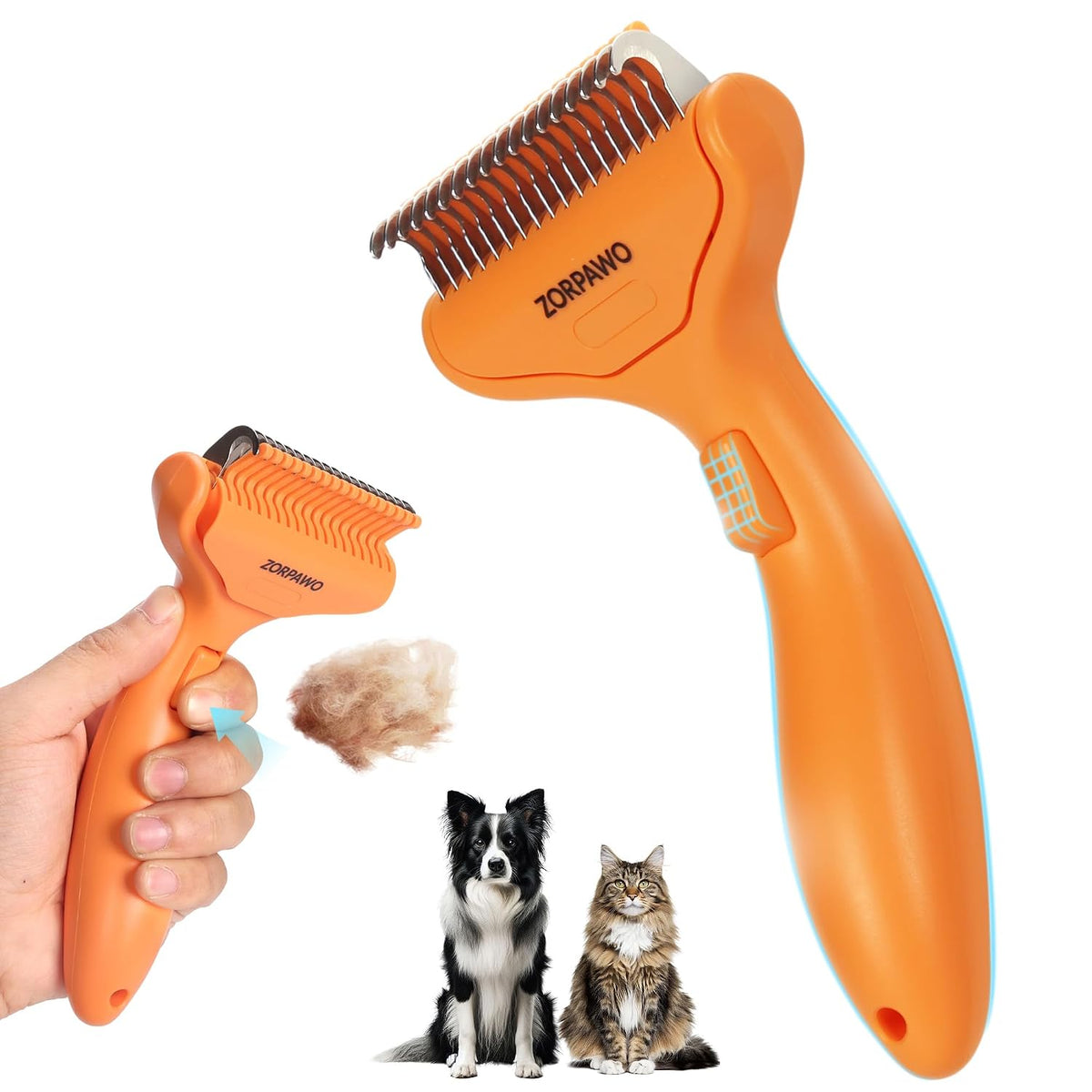 Undercoat Rake & Self-Cleaning Deshedding Brush, Green