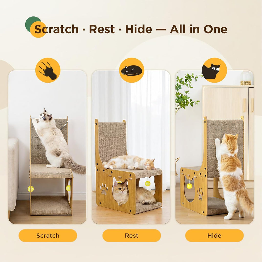 Gimars Cat Scratchers, Vertical Cat Scratcher & L Shaped Cat Scratching Board with Toy Balls, Cardboard Scratch Pad for Cats, Furniture Protector, Cat Scratchers for Indoor Cats