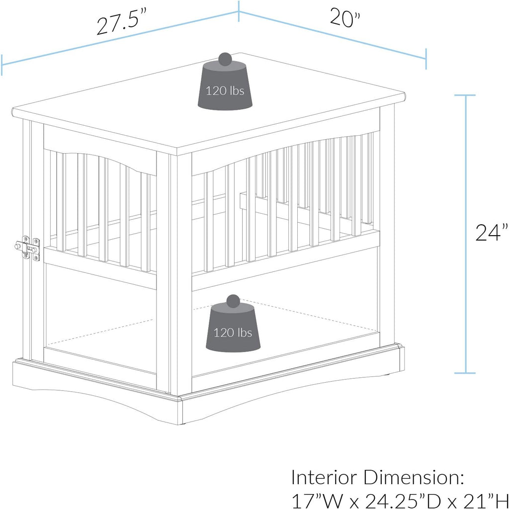 Casual Home Wooden Medium Pet Crate, End Table, Espresso